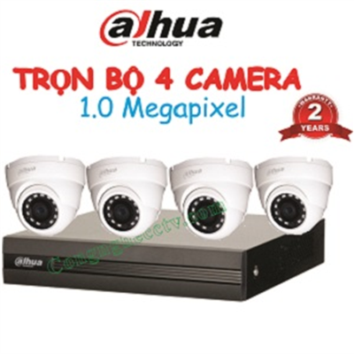 TRỌN BỘ 4 CAMERA  HAC-HDW1000MP-S3 1.0 MEGAPIXEL